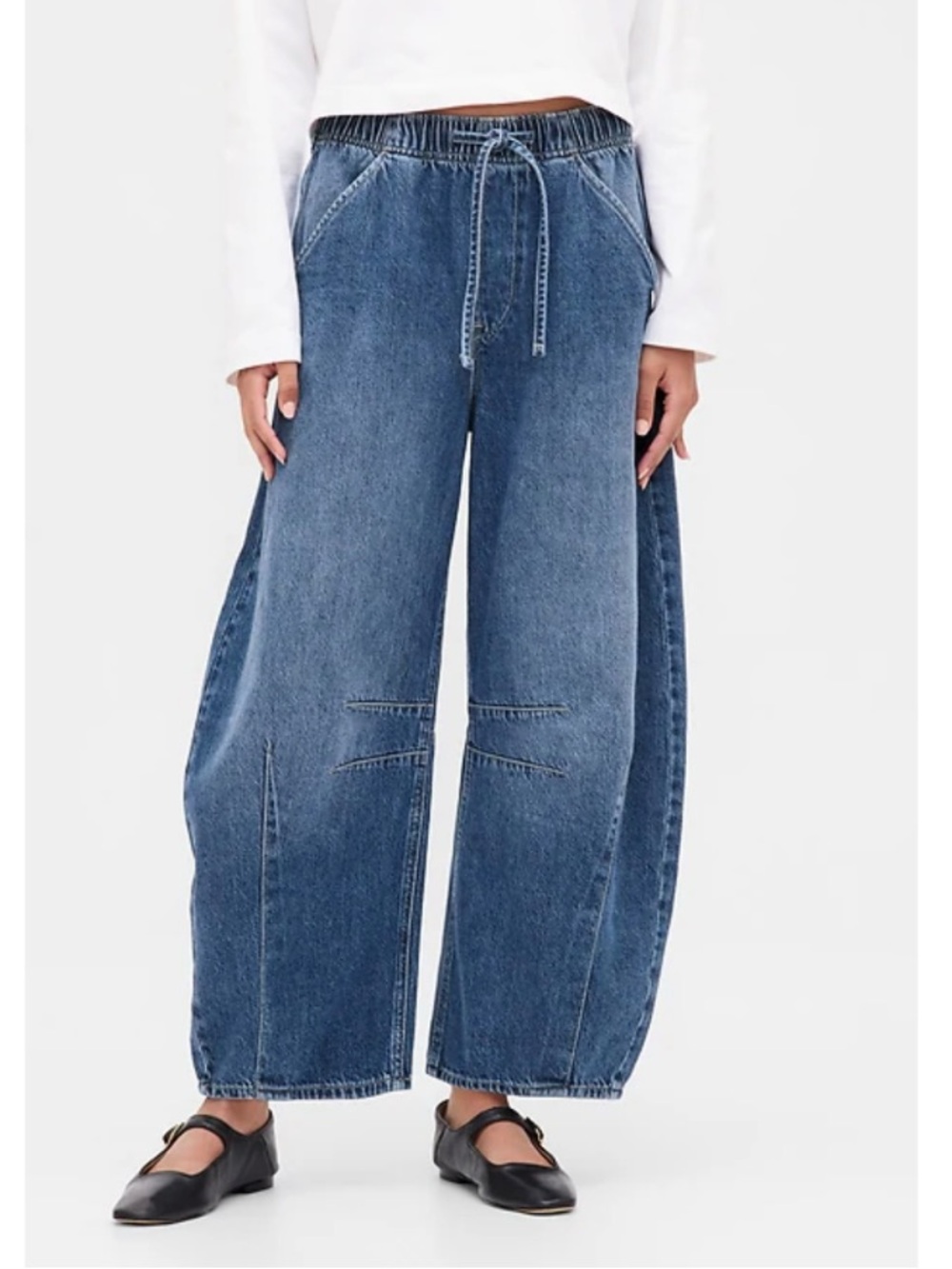 Gap Mid-Rise Ultrasoft Easy Horseshoe Barrel Leg Relaxed Pull-On Jeans XXL